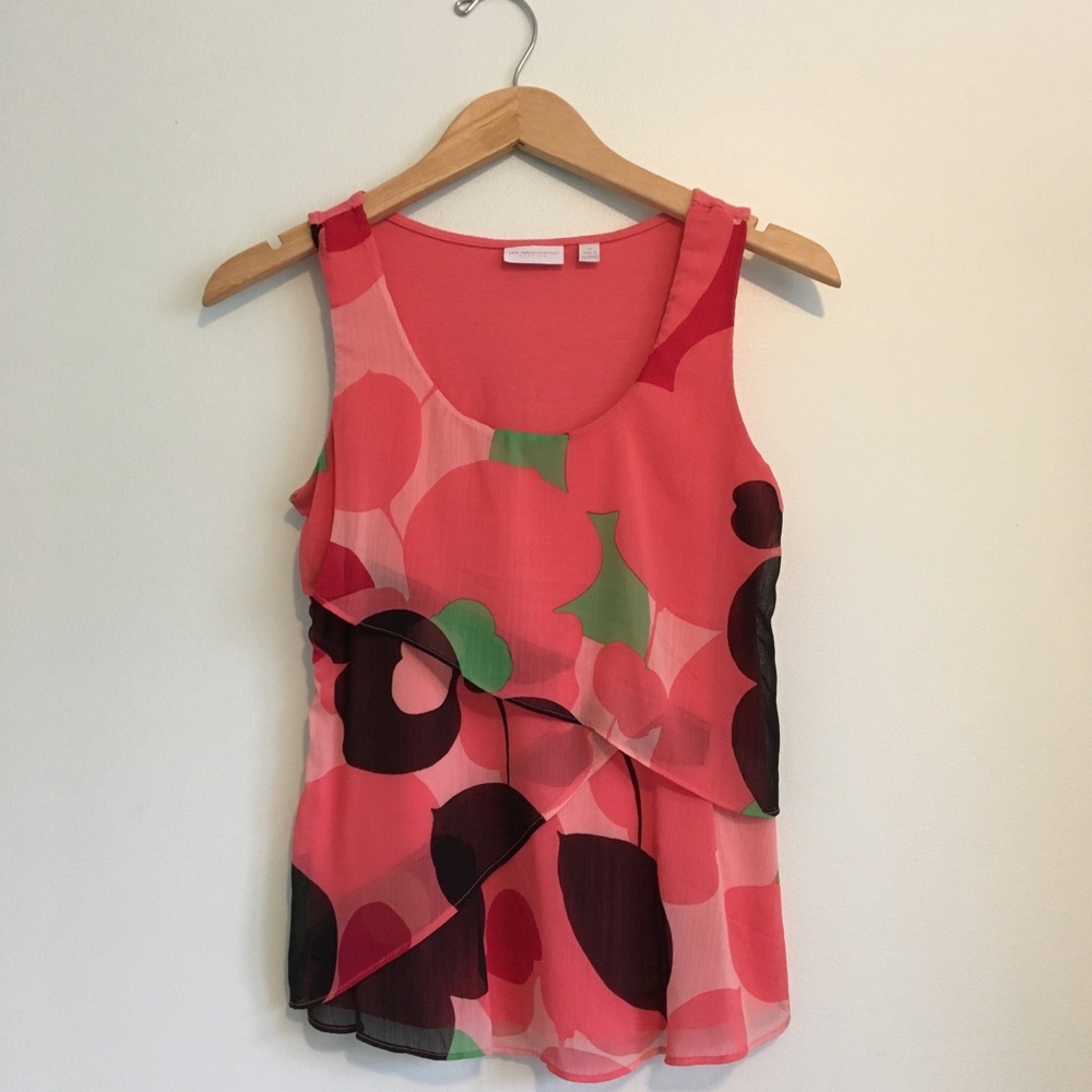 NY & Co Layered Pink Floral Sleeveless Top XS